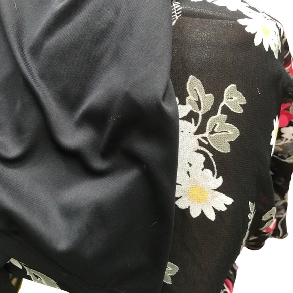 Lane Bryant 14 16 1X Black Pink Red Floral Midi Dress - Picture 2 of 6